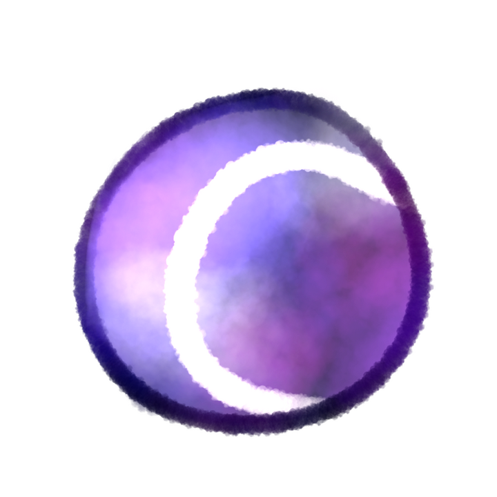 Drawing of a lone galaxy colored tennis ball.