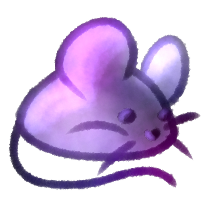 Drawing of a lone galaxy colored mouse toy.