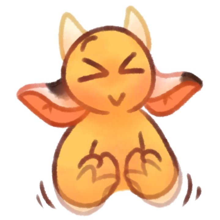 Drawing of an emojiperson with cow ears and horns stimming excitedly by snapping their fingers.