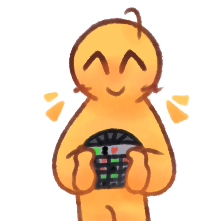 Drawing of an emojiperson holding out an AAC tablet.