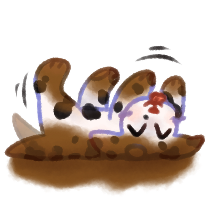 Drawing of a dalmation puppy rolling around in mud happily.