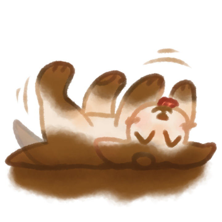 Drawing of a samoyed puppy rolling around in mud happily.