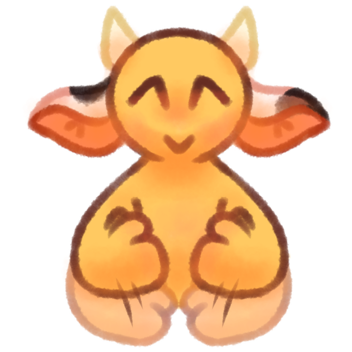 Drawing of an emojiperson with cow ears and horns stimming by flapping their hands.