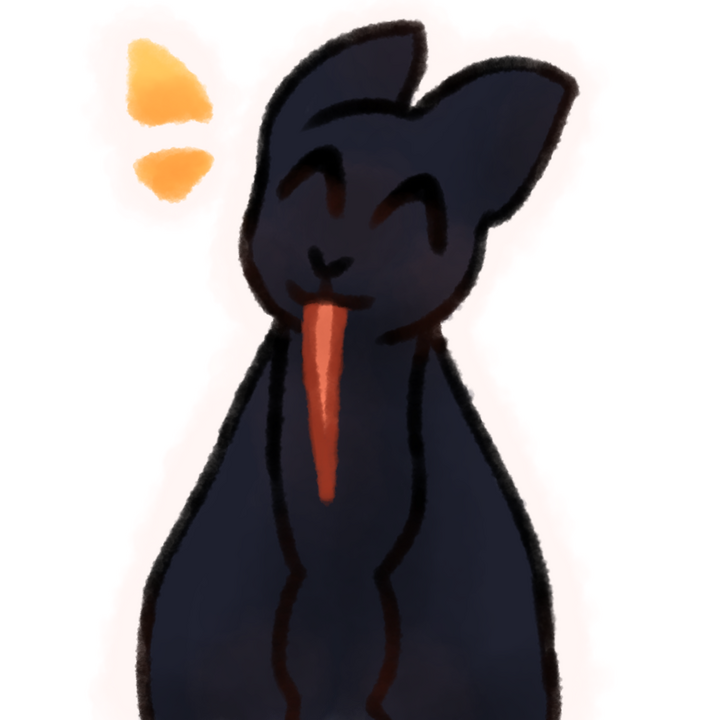 Drawing of a bat sticking its long tongue out happily with a white outline around it.