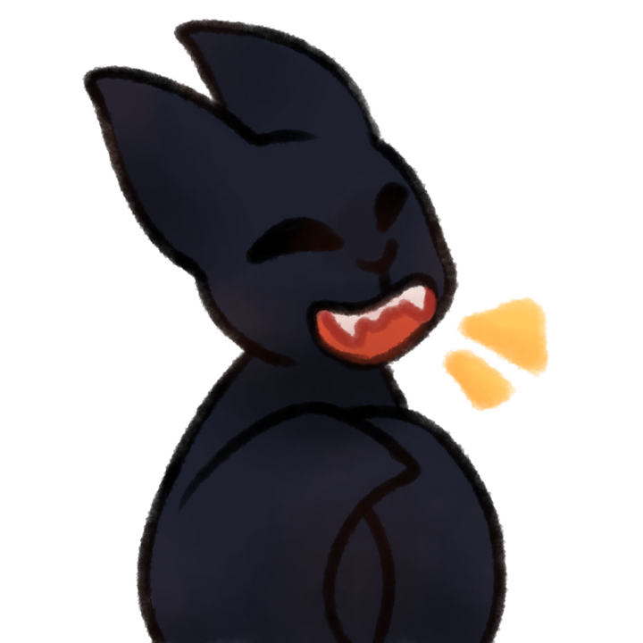 Drawing of a bat showing off its teeth happily.