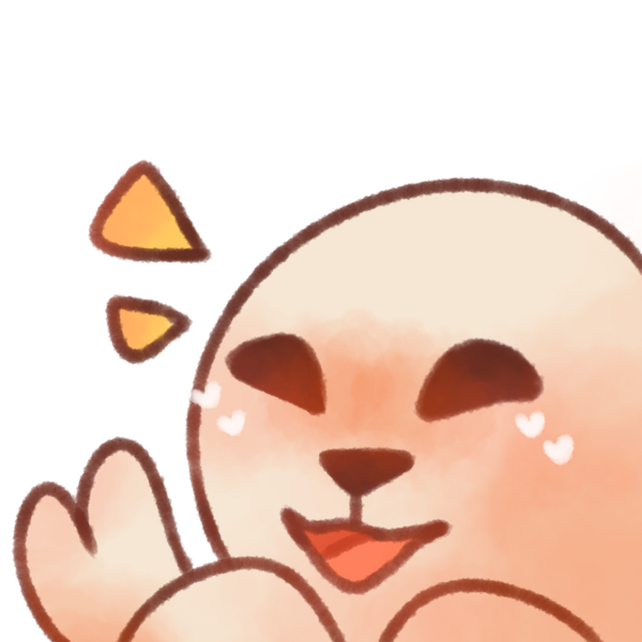 Drawing of a harp seal pup looking happy.