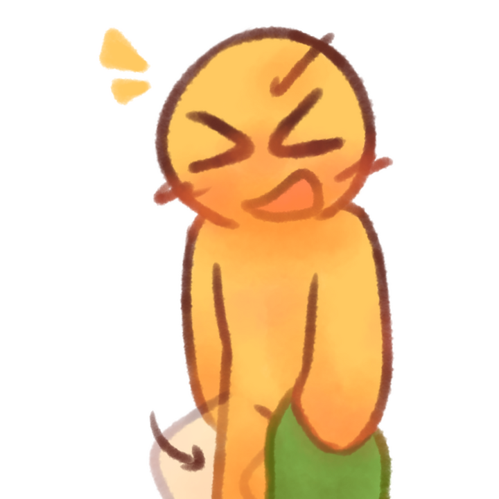 Drawing of an age regressed emojiperson holding a green blanket and stomping. They look mischievous and happy.