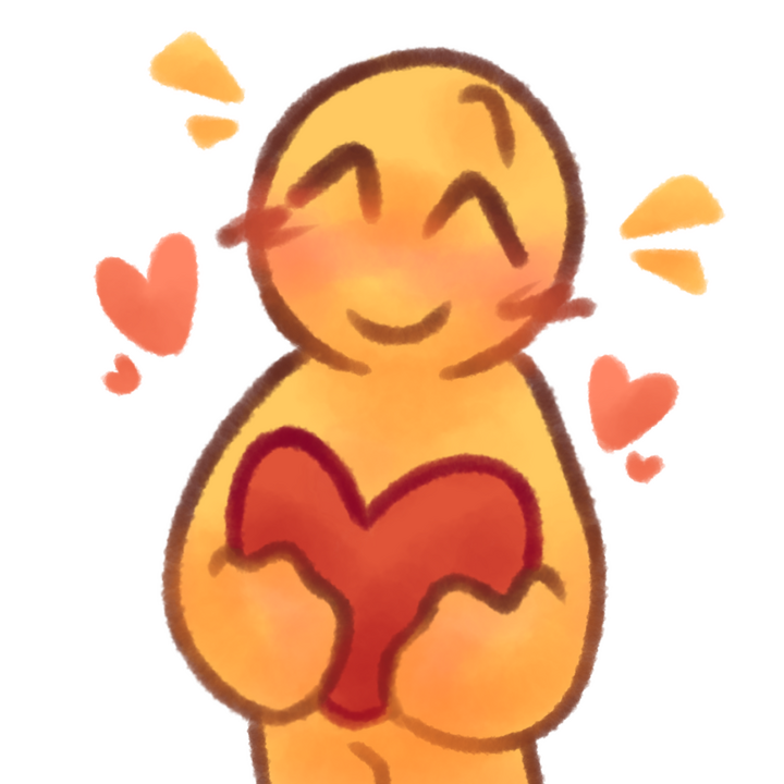 Drawing of an emojiperson looking happy and holding a heart.