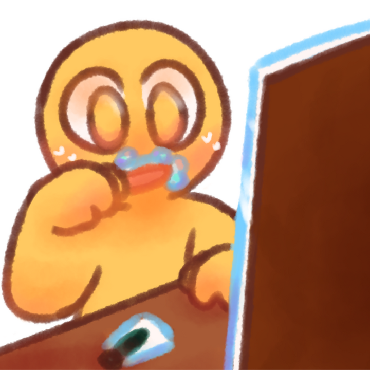 Drawing of an emojiperson brushing their teeth in front of a mirror.