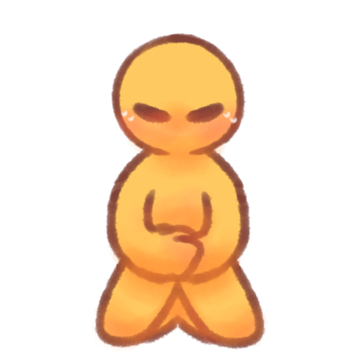 Drawing of an emojiperson kneeling and folding their hands in their lap, praying.
