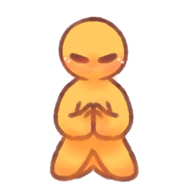 Drawing of an emojiperson kneeling and putting their hands together, praying.