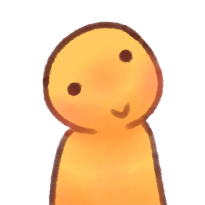 Drawing of a spaced out happy looking emojiperson.
