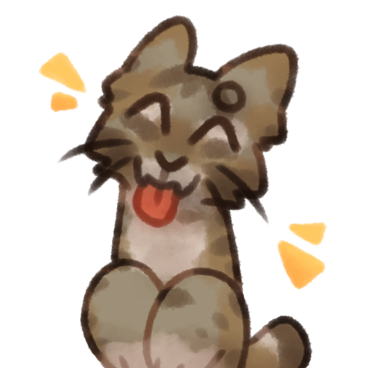 Drawing of a bobcat happily sticking its tongue out.