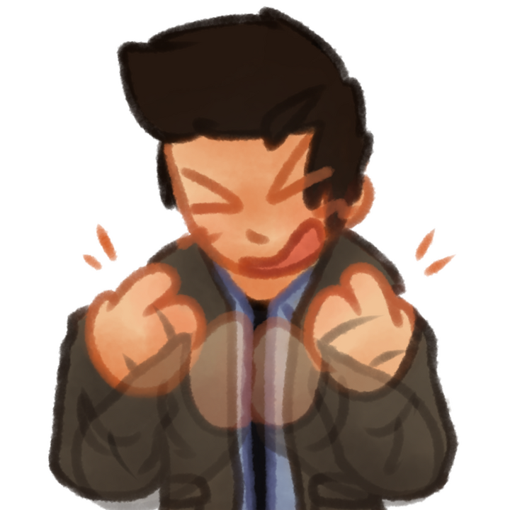 Drawing of Dean Winchester from the series Supernatural stimming by clapping his hands.