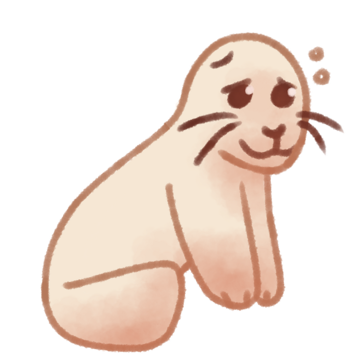 Drawing of a harp seal pup looking sleepy.